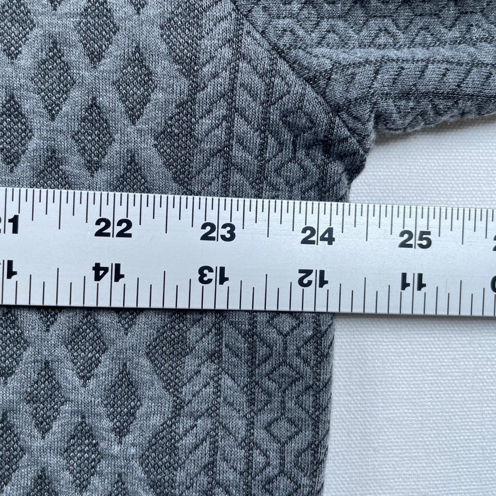 Cross & Crown Mens XL Grey Diamond Knit Pullover Orange Elbow Patches Mock Neck - Picture 3 of 5